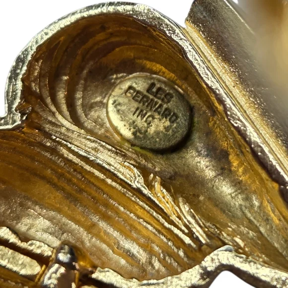 LES BERNARD Chunky Vintage 1980's Matte Gold Plated Hinged Bangle Bracelet - Picture 5 of 6